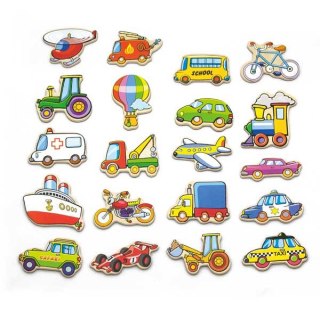 Viga Drewniane magnesy pojazdy zestaw