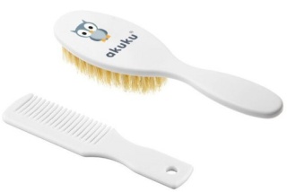 AKUKU A0307 Szczotka i grzebień z naturalnym włosiem biała