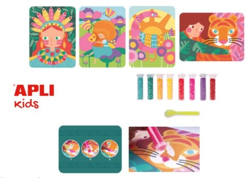 Kolorowanka piaskowa zestaw z brokatem Apli Kids