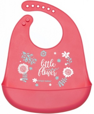 CANPOL 74/023 Śliniak silikonowy z kieszonką WILD NATURE różowy