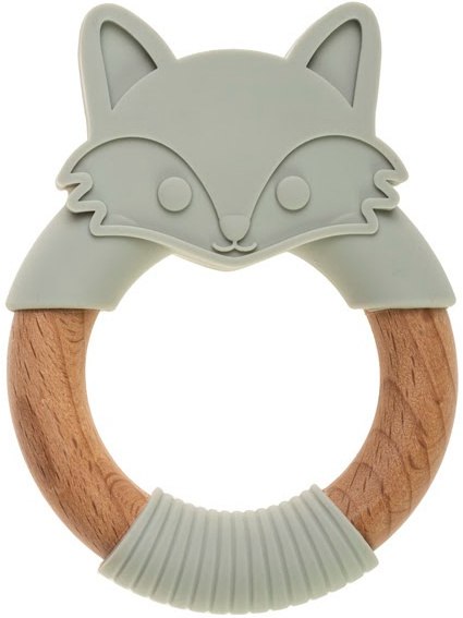 BOCIOLAND GRYZAK DREWNIANY SILIKONOWY LISEK SZARY