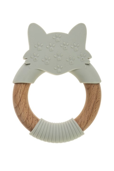 BOCIOLAND GRYZAK DREWNIANY SILIKONOWY LISEK SZARY