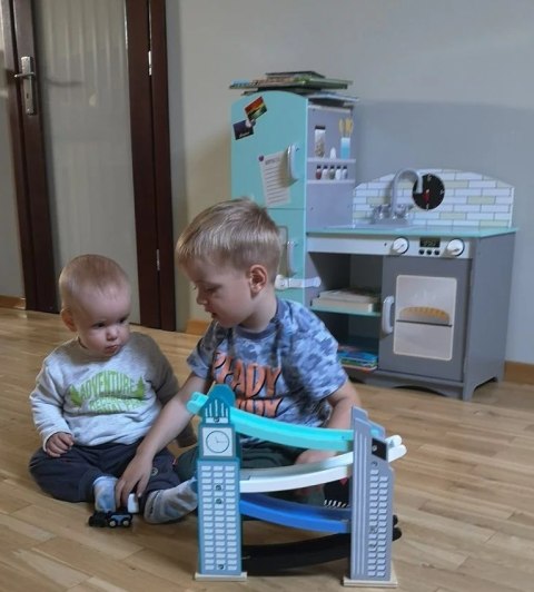 ADAM TOYS ZJEŻDŻALNIA DREWNIANA TOR + 4 AUTKA