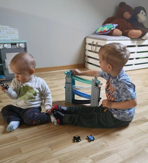 ADAM TOYS ZJEŻDŻALNIA DREWNIANA TOR + 4 AUTKA