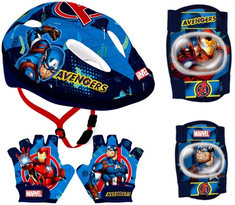 KASK NA ROWER RĘKAWICZKI OCHRANIACZE AVENGERS