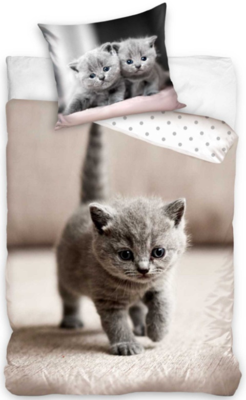 POŚCIEL DZIECIĘCA MŁODZIEŻOWA KOTY KOTKI 140X200