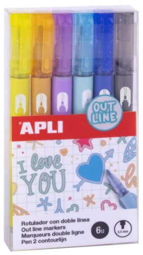 Markery konturowe Out Line Apli Kids 6 szt