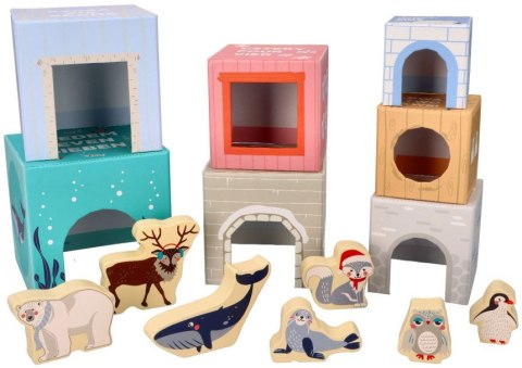 PIRAMIDA WIEŻA KLOCKI KARTONOWE ZWIERZĘTA DOMKI ADAM TOYS