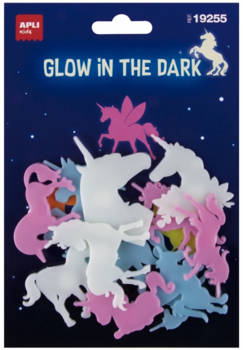 Fluorescencyjne naklejki Apli Kids - Jednorożce 12 sztuk