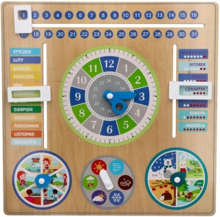 ADAM TOYS Tablica edukacyjna kalendarz + zegar dla dziecka
