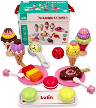 LELIN LODY DREWNIANE LODZIARNIA ZESTAW 25 SZT