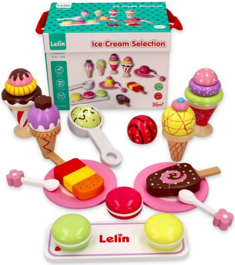 LELIN LODY DREWNIANE LODZIARNIA ZESTAW 25 SZT