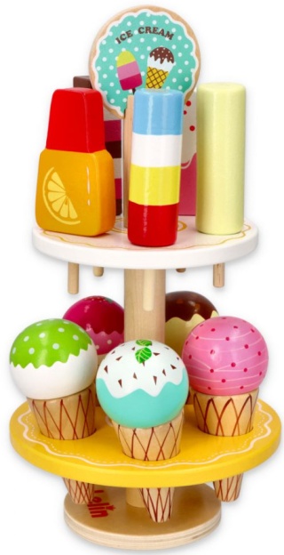 LELIN Lody drewniane patera ZESTAW STAND Z LODAMI