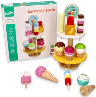 LELIN Lody drewniane patera ZESTAW STAND Z LODAMI