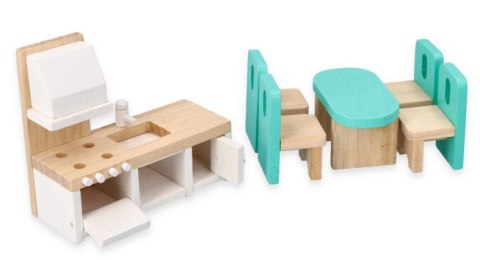ADAM TOYS Mebelki drewniane do domku dla lalek DUŻY ZESTAW