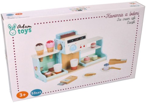 ADAM TOYS Drewniana LODZIARNIA KAWIARNIA Z LODAMI, EKSPRES Sklepik Zestaw