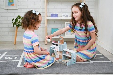 ADAM TOYS Drewniana LODZIARNIA KAWIARNIA Z LODAMI, EKSPRES Sklepik Zestaw