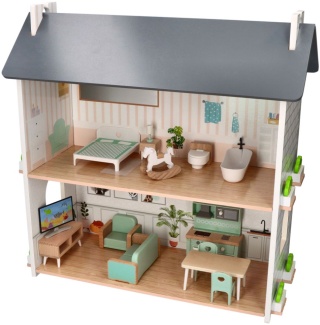 DOMEK DREWNIANY DLA LALEK + AKCESORIA ADAM TOYS