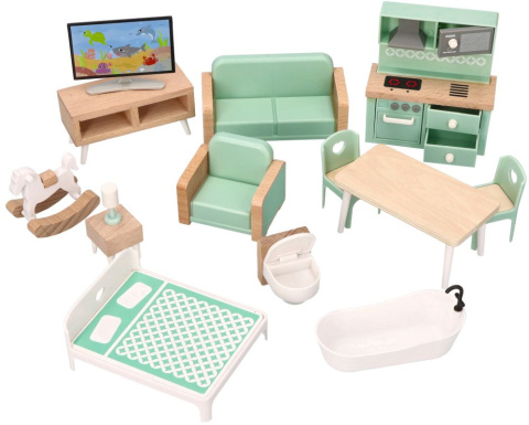 DOMEK DREWNIANY DLA LALEK + AKCESORIA ADAM TOYS