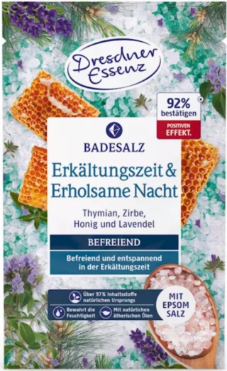 SÓL DO KĄPIELI PRZEZIĘBIENIE SPOKOJNY SEN Z SOLĄ EPSOM 60G DRESDNER ESSENZ