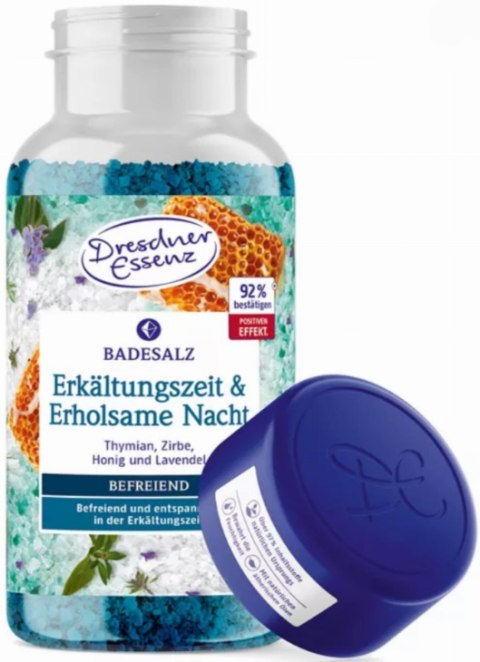 SÓL DO KĄPIELI PRZEZIĘBIENIE SPOKOJNY SEN Z SOLĄ EPSOM 600G DRESDNER ESSENZ