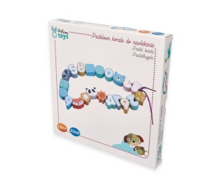 KORALE DO NAWLEKANIA DREWNIANE PASTELOWE ZWIERZĄTKA CYFRY ADAM TOYS