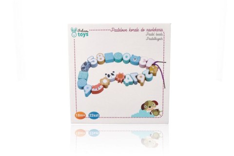 KORALE DO NAWLEKANIA DREWNIANE PASTELOWE ZWIERZĄTKA CYFRY ADAM TOYS