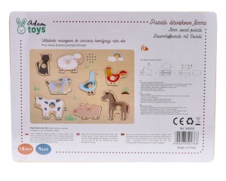 PUZZLE UKŁADANKA DŹWIĘKOWA DREWNIANA ZWIERZĘTA ZWIERZĄTKA FARMA ADAM TOYS