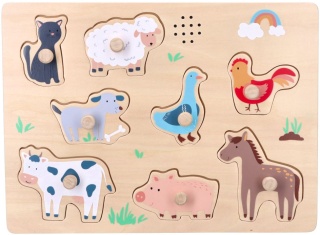 PUZZLE UKŁADANKA DŹWIĘKOWA DREWNIANA ZWIERZĘTA ZWIERZĄTKA FARMA ADAM TOYS