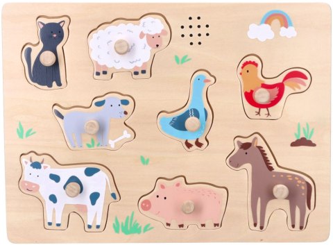 PUZZLE UKŁADANKA DŹWIĘKOWA DREWNIANA ZWIERZĘTA ZWIERZĄTKA FARMA ADAM TOYS