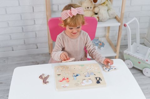 PUZZLE UKŁADANKA DŹWIĘKOWA DREWNIANA ZWIERZĘTA ZWIERZĄTKA FARMA ADAM TOYS