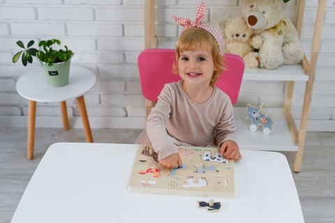 PUZZLE UKŁADANKA DŹWIĘKOWA DREWNIANA ZWIERZĘTA ZWIERZĄTKA FARMA ADAM TOYS