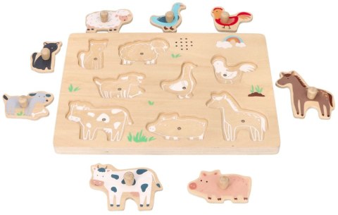 PUZZLE UKŁADANKA DŹWIĘKOWA DREWNIANA ZWIERZĘTA ZWIERZĄTKA FARMA ADAM TOYS