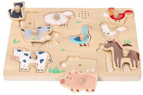 PUZZLE UKŁADANKA DŹWIĘKOWA DREWNIANA ZWIERZĘTA ZWIERZĄTKA FARMA ADAM TOYS