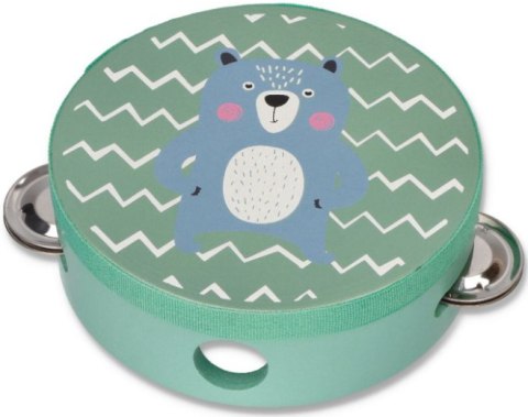TAMBURYN Z MISIEM ZABAWKA EDUKACYJNA DLA DZIECI INSTRUMENT DREWNO ADAM TOYS