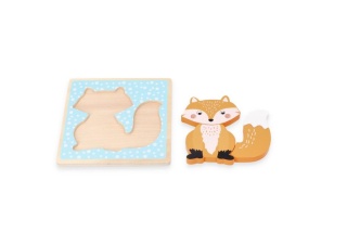 DREWNIANA UKŁADANKA NA PODKŁADCE Z LISKIEM PIERWSZE PUZZLE LIS ADAM TOYS