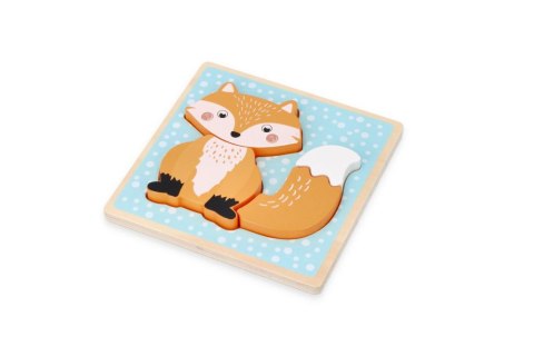 DREWNIANA UKŁADANKA NA PODKŁADCE Z LISKIEM PIERWSZE PUZZLE LIS ADAM TOYS