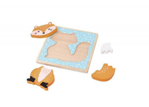 DREWNIANA UKŁADANKA NA PODKŁADCE Z LISKIEM PIERWSZE PUZZLE LIS ADAM TOYS