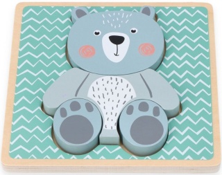 DREWNIANA UKŁADANKA NA PODKŁADCE Z MISIEM PIERWSZE PUZZLE ADAM TOYS