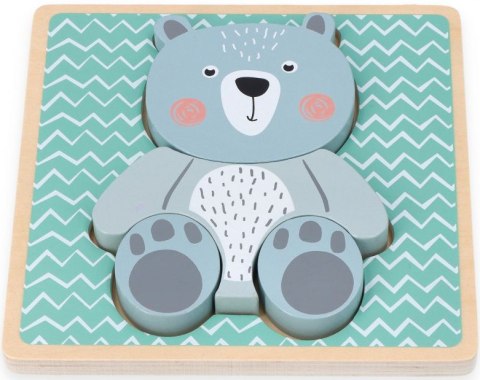 DREWNIANA UKŁADANKA NA PODKŁADCE Z MISIEM PIERWSZE PUZZLE ADAM TOYS