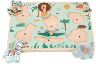 PUZZLE UKŁADANKA DŹWIĘKOWA DREWNIANA ZWIERZĘTA SAFARI ADAM TOYS