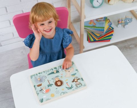 PUZZLE UKŁADANKA DŹWIĘKOWA DREWNIANA ZWIERZĘTA SAFARI ADAM TOYS