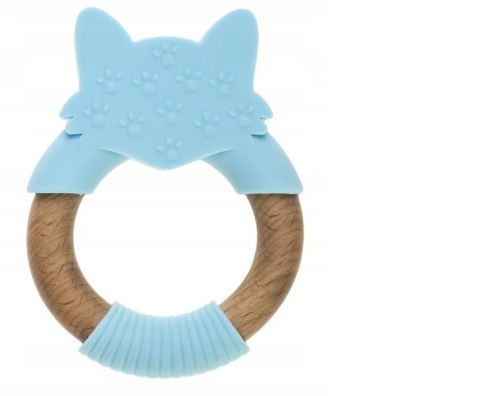 BOCIOLAND GRYZAK DREWNIANY SILIKONOWY LISEK NIEBIESKI