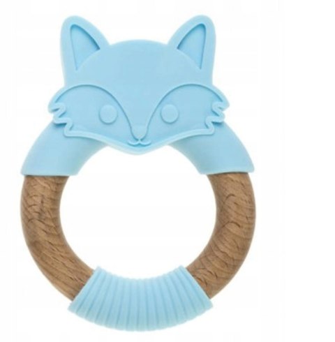 BOCIOLAND GRYZAK DREWNIANY SILIKONOWY LISEK NIEBIESKI