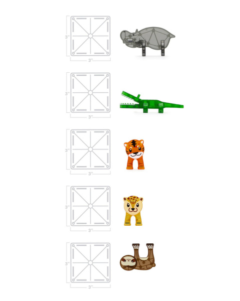 MAGNA-TILES KLOCKI MAGNETYCZNE JUNGLE ANIMALS ZWIERZĘTA DŻUNGLA 25 el.