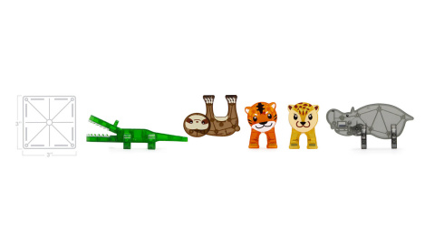 MAGNA-TILES KLOCKI MAGNETYCZNE JUNGLE ANIMALS ZWIERZĘTA DŻUNGLA 25 el.