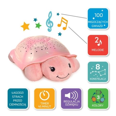 Cloud B CLTT-7323-T2P N10/20 Lampka nocna + pozytywka Żółw różowy 2w1