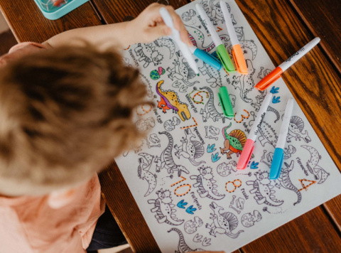 Duża Mata Silikonowa do Kolorowania A3 - Dinozaury