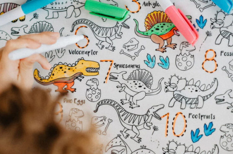 Duża Mata Silikonowa do Kolorowania A3 - Dinozaury