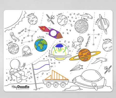 Duża Mata Silikonowa do Kolorowania A3 - Kosmos